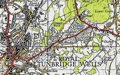 Old map of Sandown Park in 1946