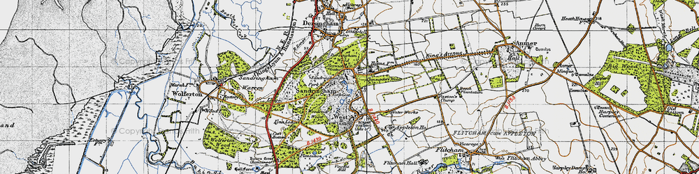 Old map of Sandringham in 1946