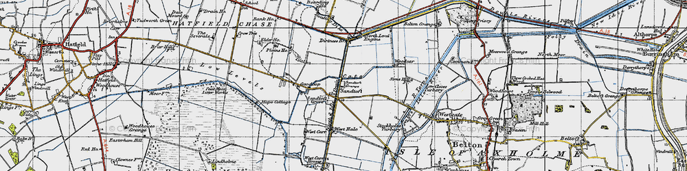 Old map of Sandtoft in 1947