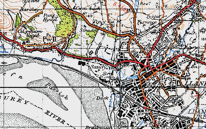 Old map of Sandy in 1946