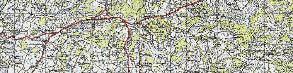 Old map of Sandy Cross in 1940