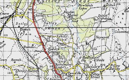 Old map of Sandy Down in 1945