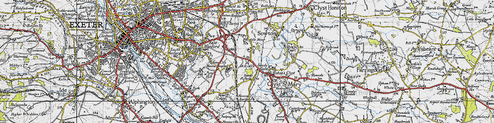Old map of Sandy Gate in 1946