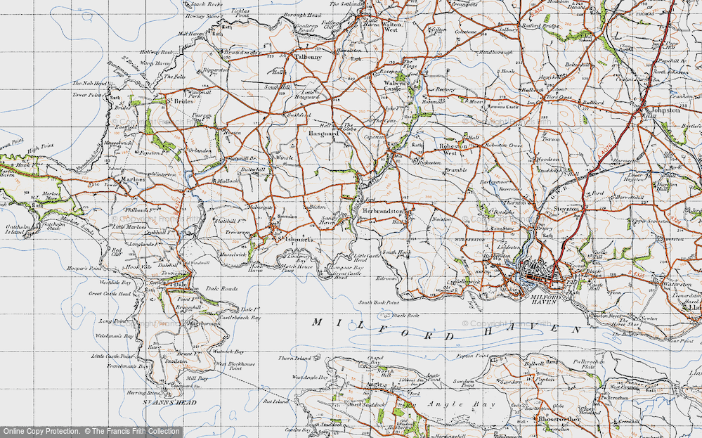 Old Map of Historic Map covering Hasguard in 1946