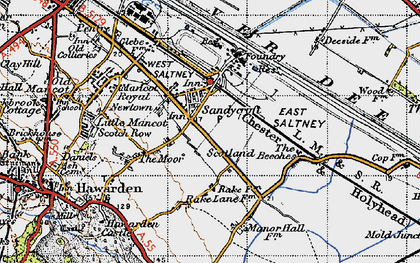 Old map of Sandycroft in 1947