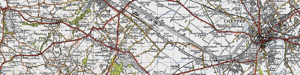 Old map of Sandycroft in 1947