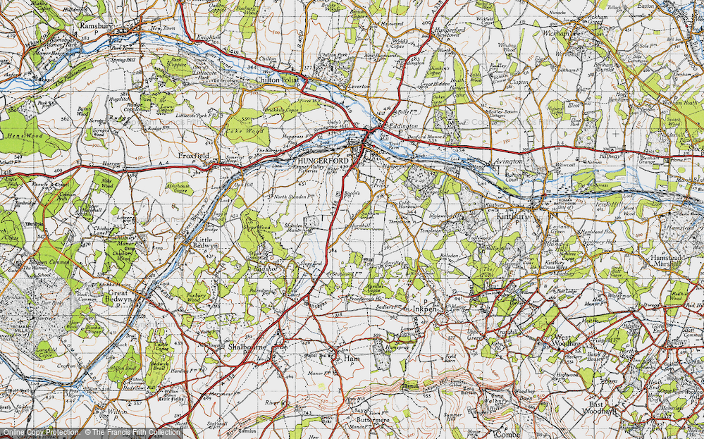 Old Map of Historic Map covering Standen Manor in 1945