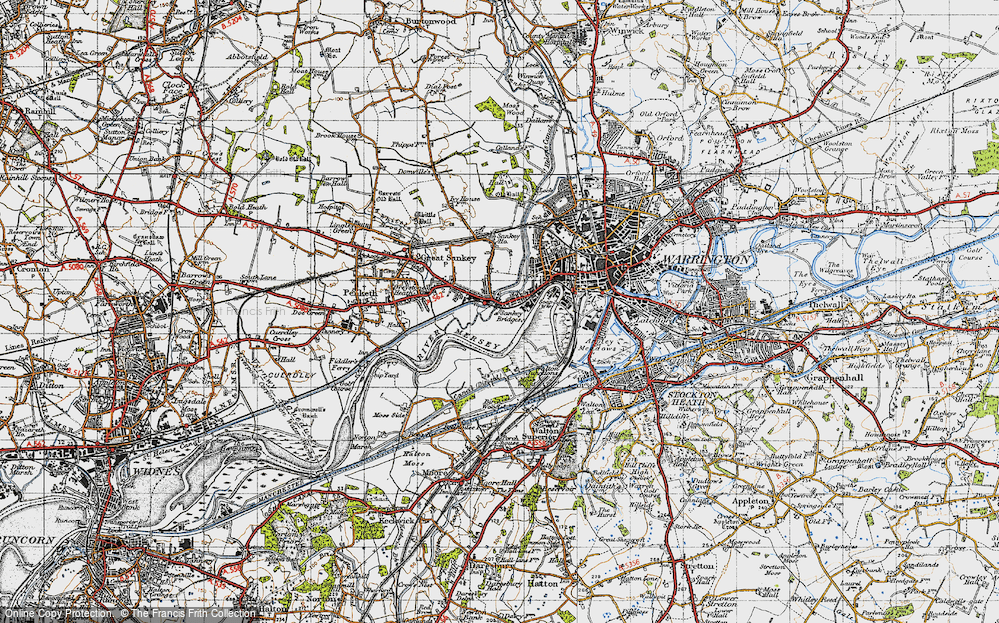 Old Map of Sankey Bridges, 1947 in 1947