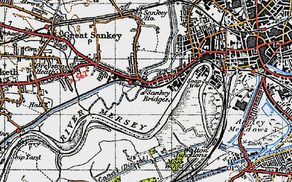 Old map of Sankey Bridges in 1947