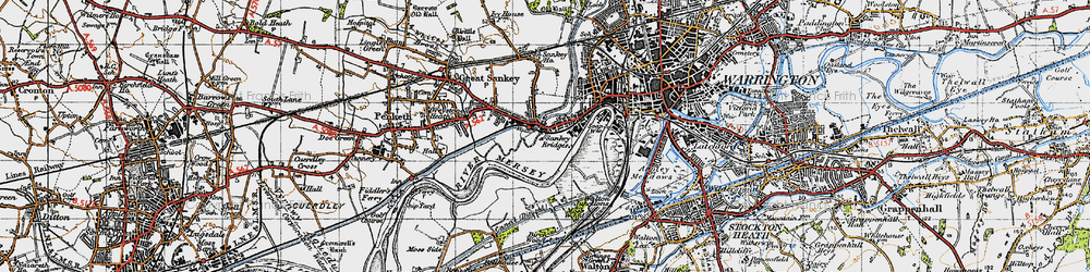 Old map of Sankey Bridges in 1947