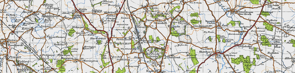Old map of Shropshire Way in 1947