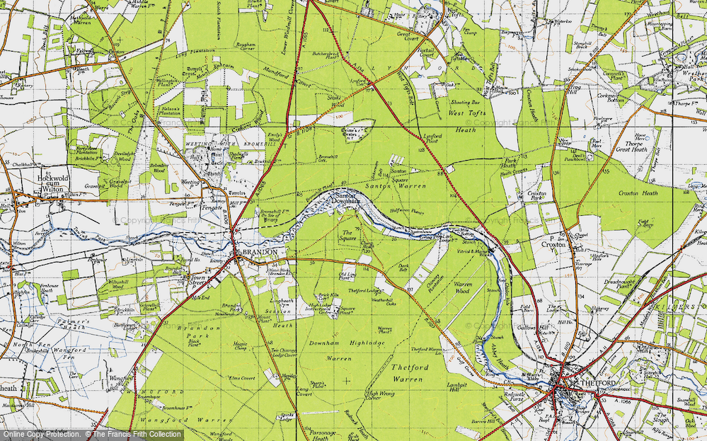 Old Map of Historic Map covering Two Mile Bottom in 1946