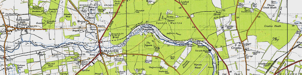 Old map of Santon Downham in 1946