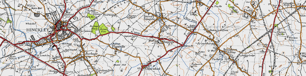 Old map of Sapcote in 1946