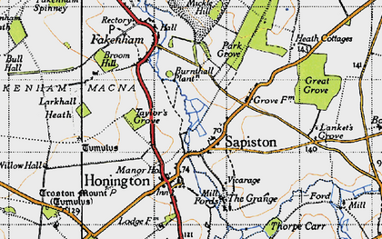 Old map of Sapiston in 1946