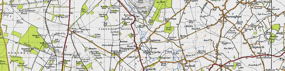 Old map of Sapiston in 1946