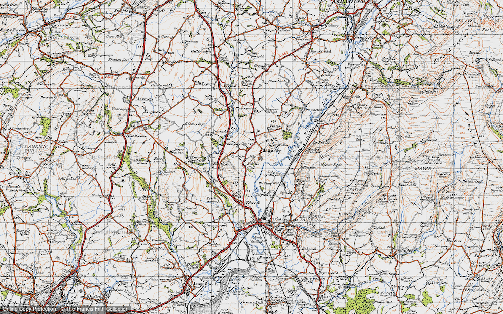 Old Map of Historic Map covering Ystlys-y-coed-uchaf in 1947