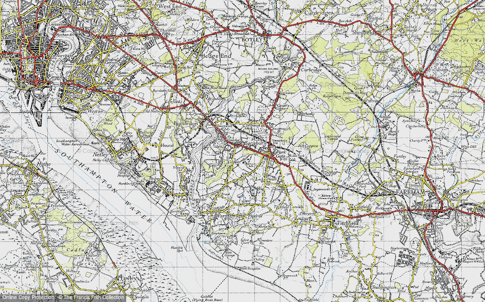 Old Map of Sarisbury, 1945 in 1945