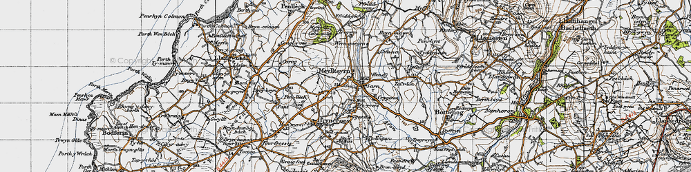 Old map of Tyn-y-coed in 1947