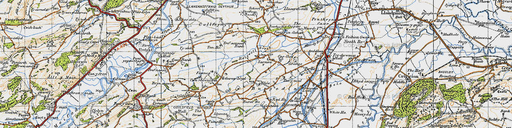 Old map of Sarnau in 1947