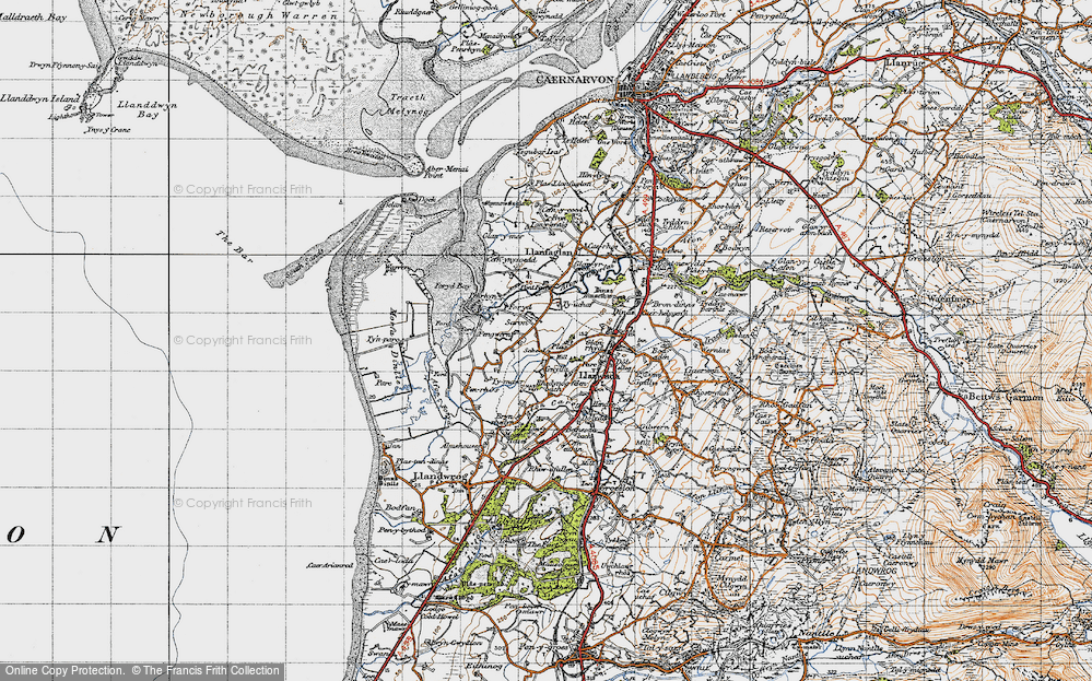 Old Map of Historic Map covering Afon Gwyrfai in 1947