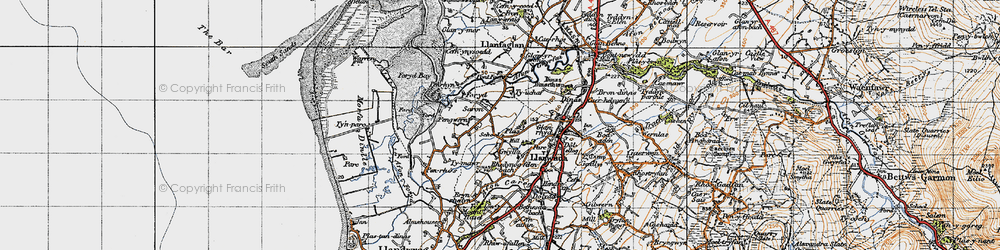 Old map of Afon Gwyrfai in 1947