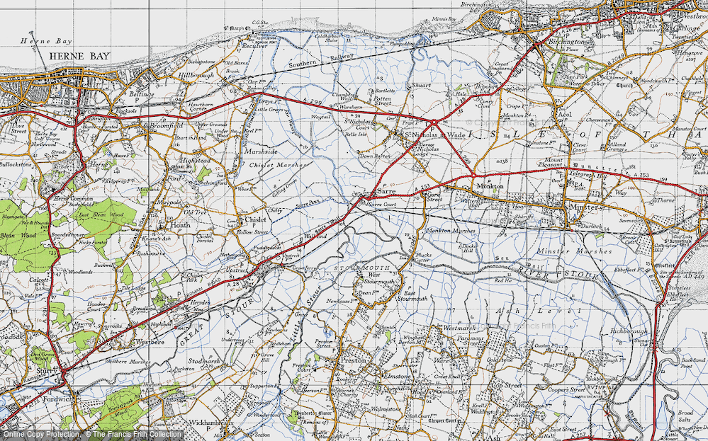 Old Map of Sarre, 1947 in 1947