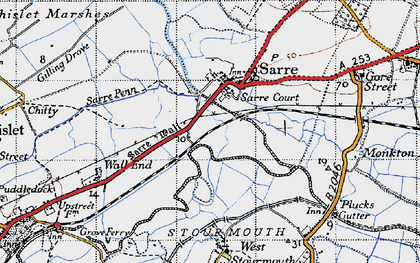 Old map of Sarre in 1947