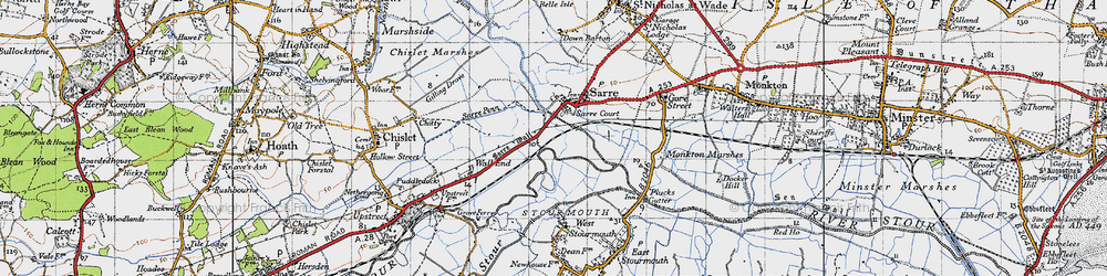Old map of Sarre in 1947