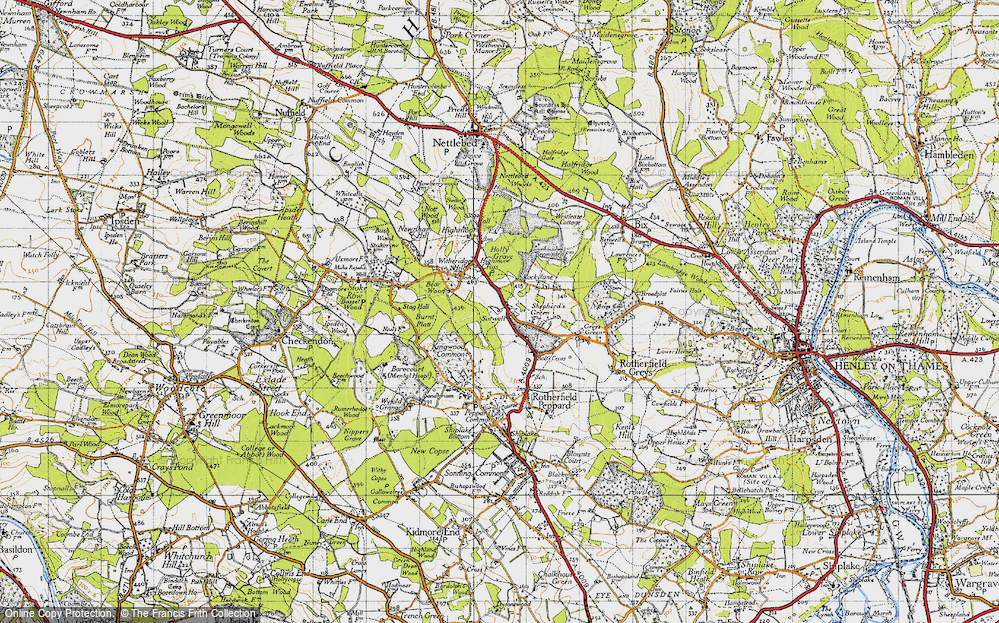 Old Map of Historic Map covering Burnt Platt in 1947