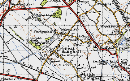 Old map of Saughall in 1947