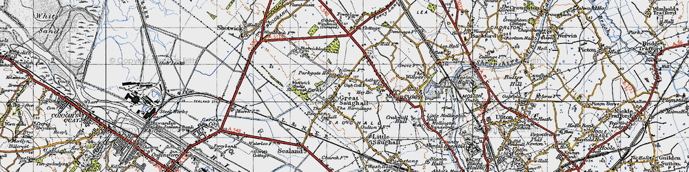 Old map of Saughall in 1947
