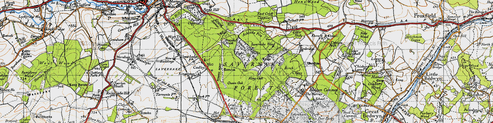 Old map of Savernake Forest in 1940