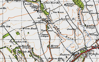 Old map of Wykeham Moor Cotts in 1947