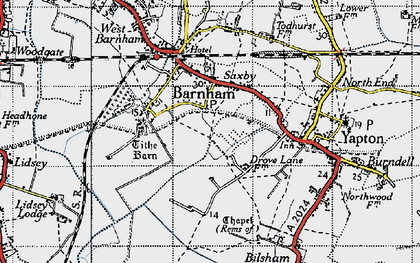 Old map of Barnham Court in 1945