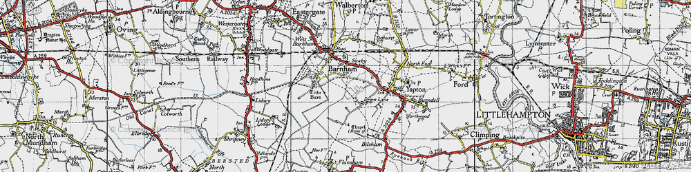 Old map of Barnham Court in 1945