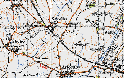 Old map of Saxelbye in 1946