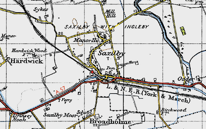 Old map of Saxilby in 1947