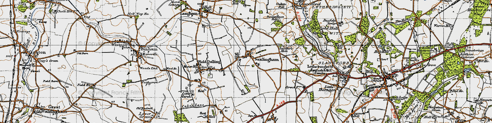 Old map of Saxlingham in 1946