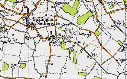 Old map of Saxlingham Green in 1946