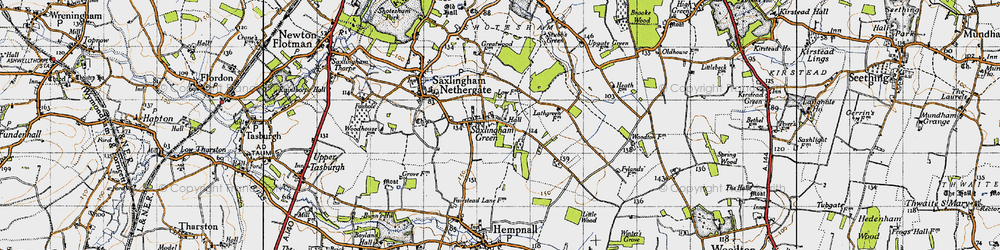 Old map of Boudica's Way in 1946