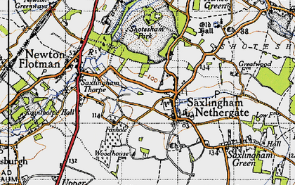 Old map of Saxlingham Nethergate in 1946