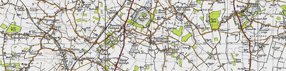 Old map of Saxlingham Nethergate in 1946