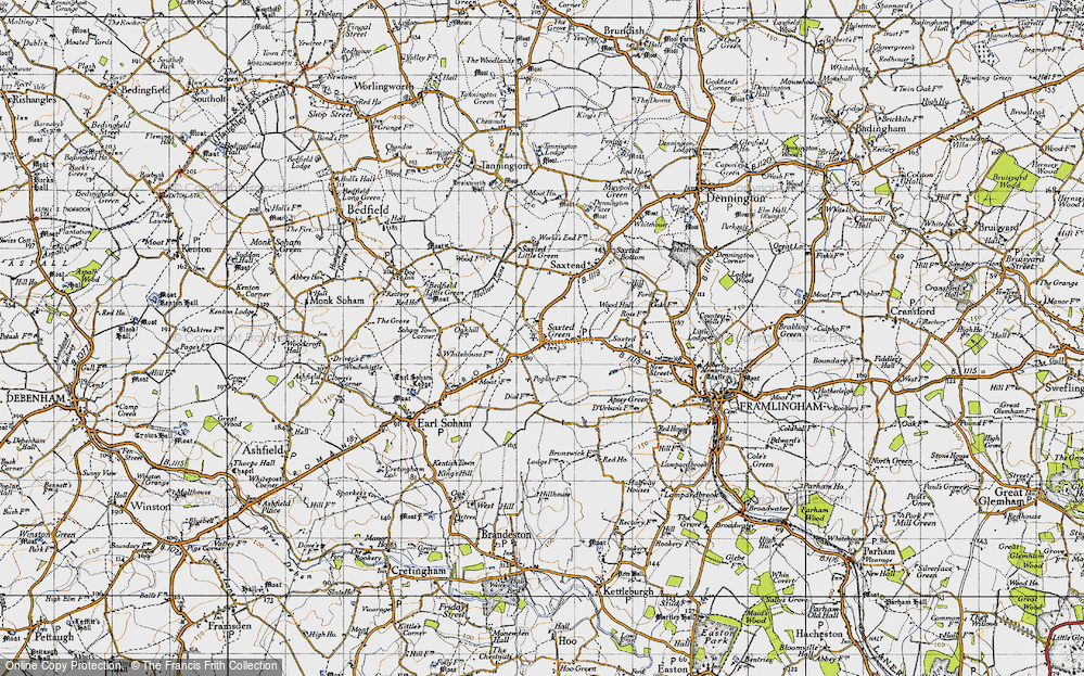 Old Map of Saxtead Green, 1946 in 1946