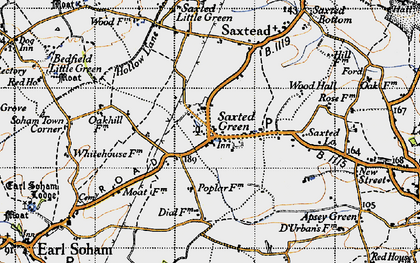 Old map of Saxtead Green in 1946