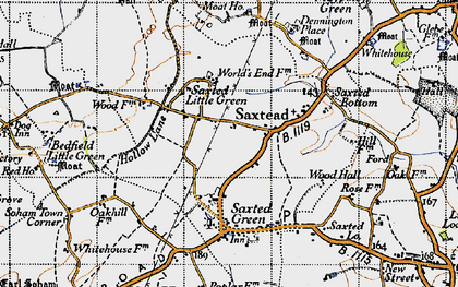 Old map of Saxtead Little Green in 1946