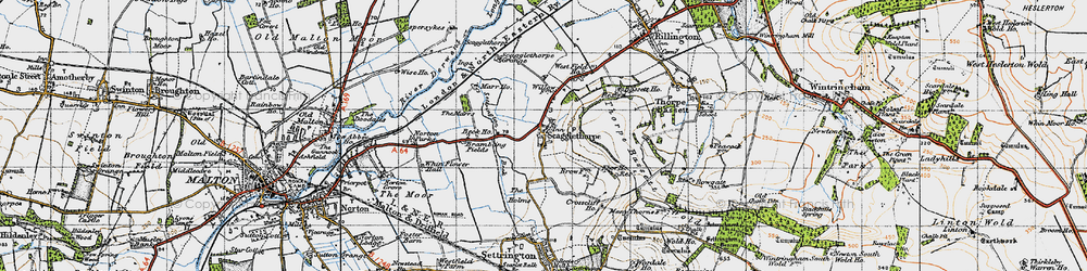 Old map of Brambling Fields in 1947