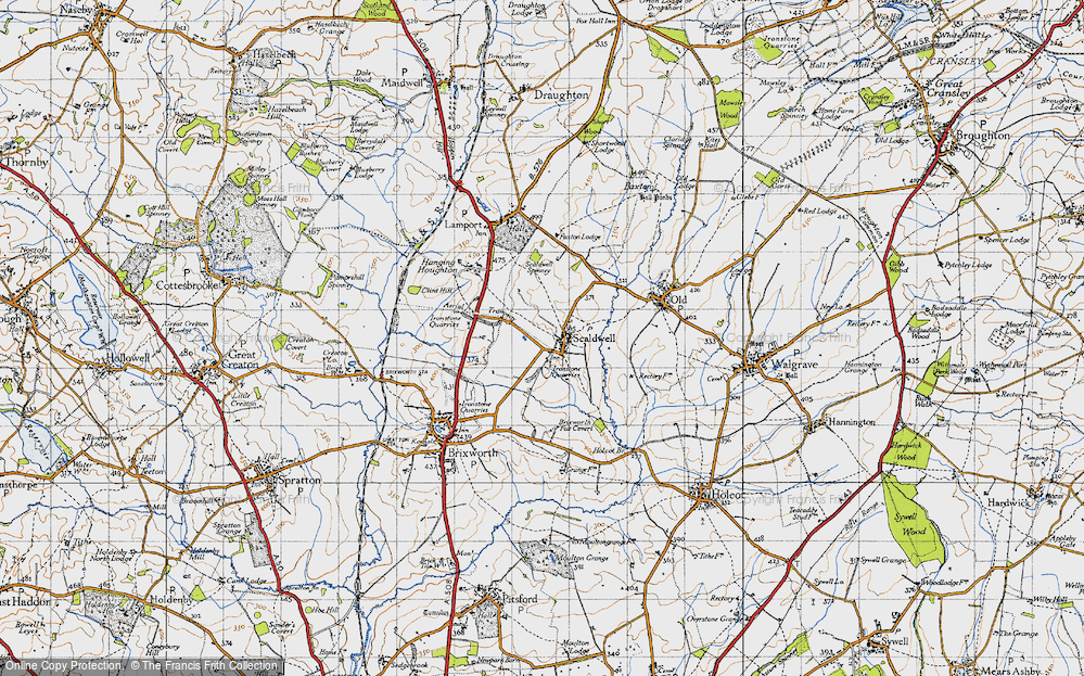 Old Map of Historic Map covering Brixworth Fox Covert in 1946