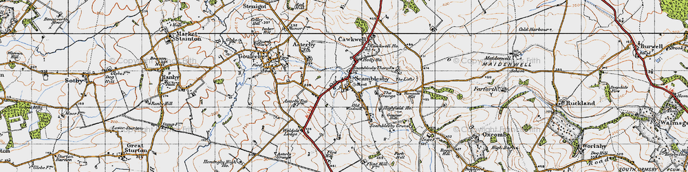 Old map of Scamblesby in 1946