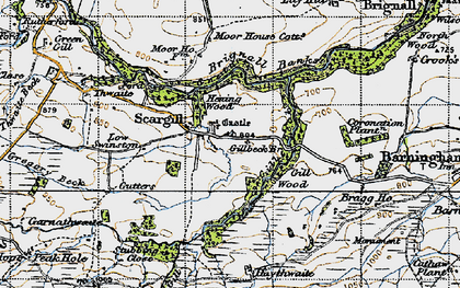 Old map of Thwaite Beck in 1947